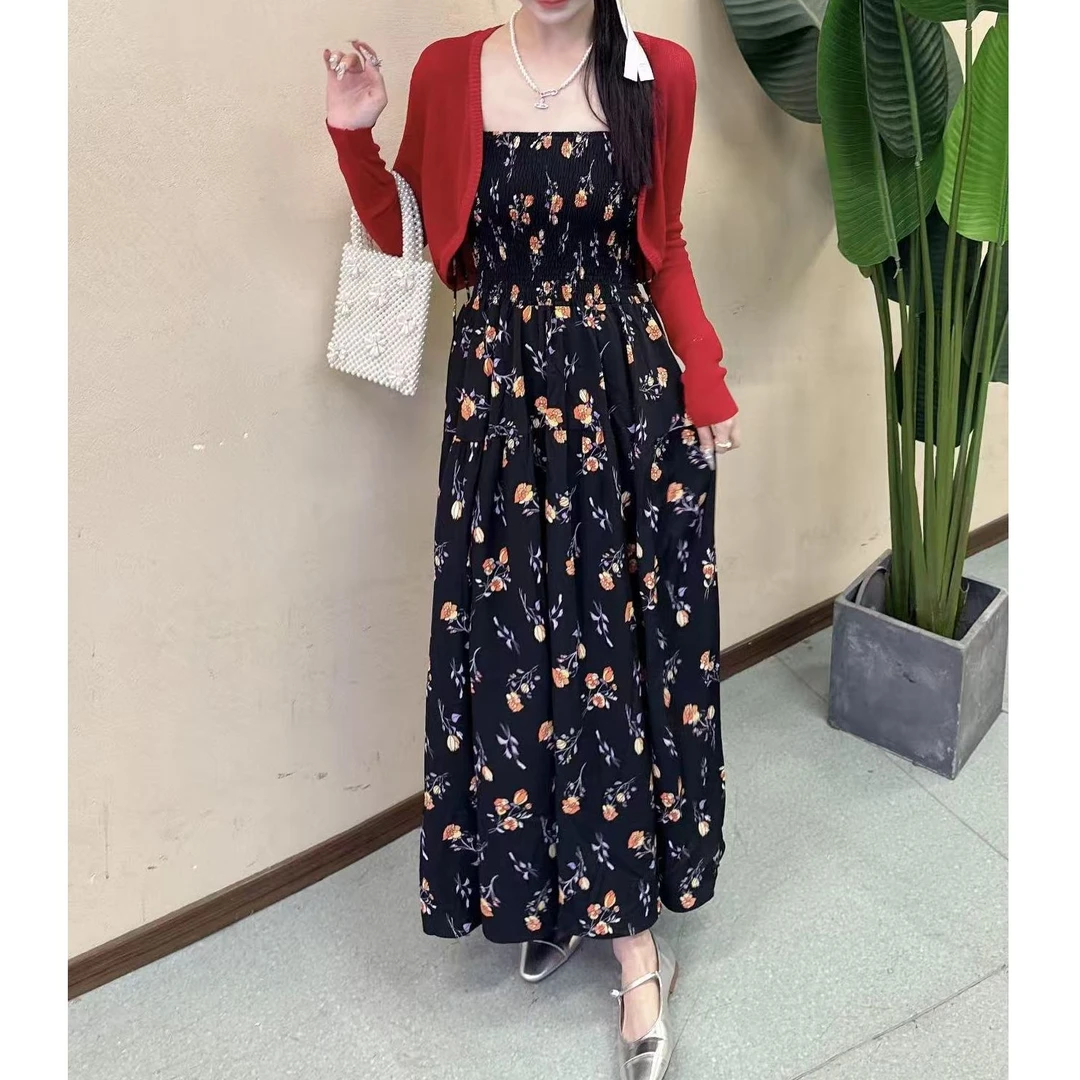 DS52322回味依衣高级感时尚设计师款碎花两件套套裙