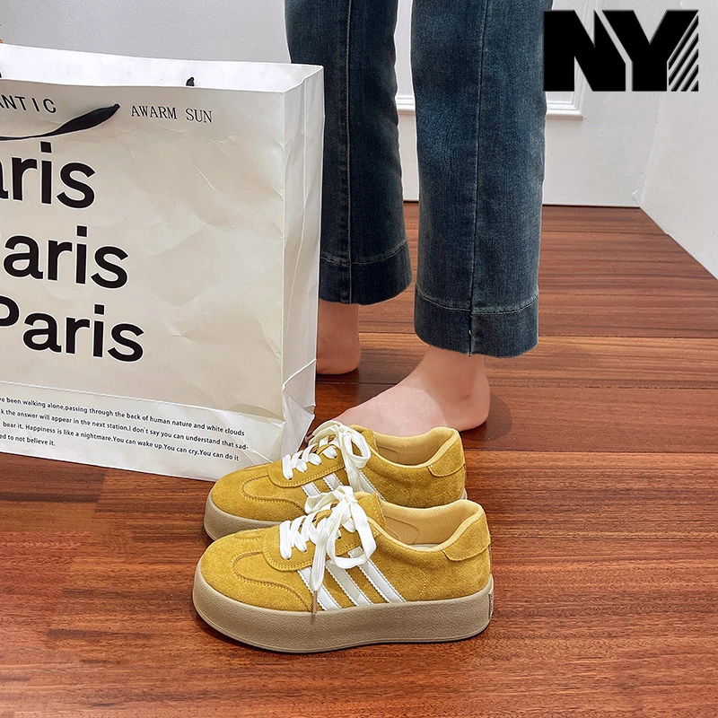 NY学生德训鞋女2025年秋季新款休闲运动鞋厚底百搭小白板鞋ins潮