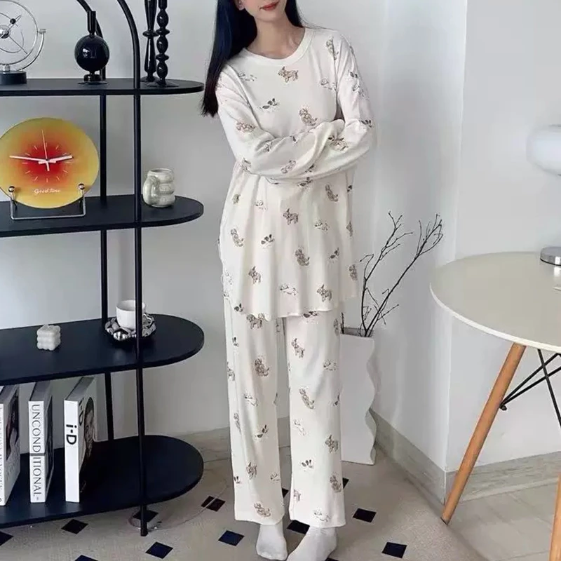 （衣兮卡通狗狗印花家居服）日单春秋季宽松软糯舒适家居服套装Z