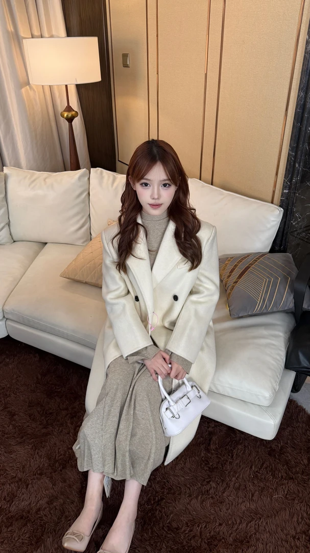 【正品保证】2025双面羊毛大衣女新款中长款秋冬毛呢外套S8380