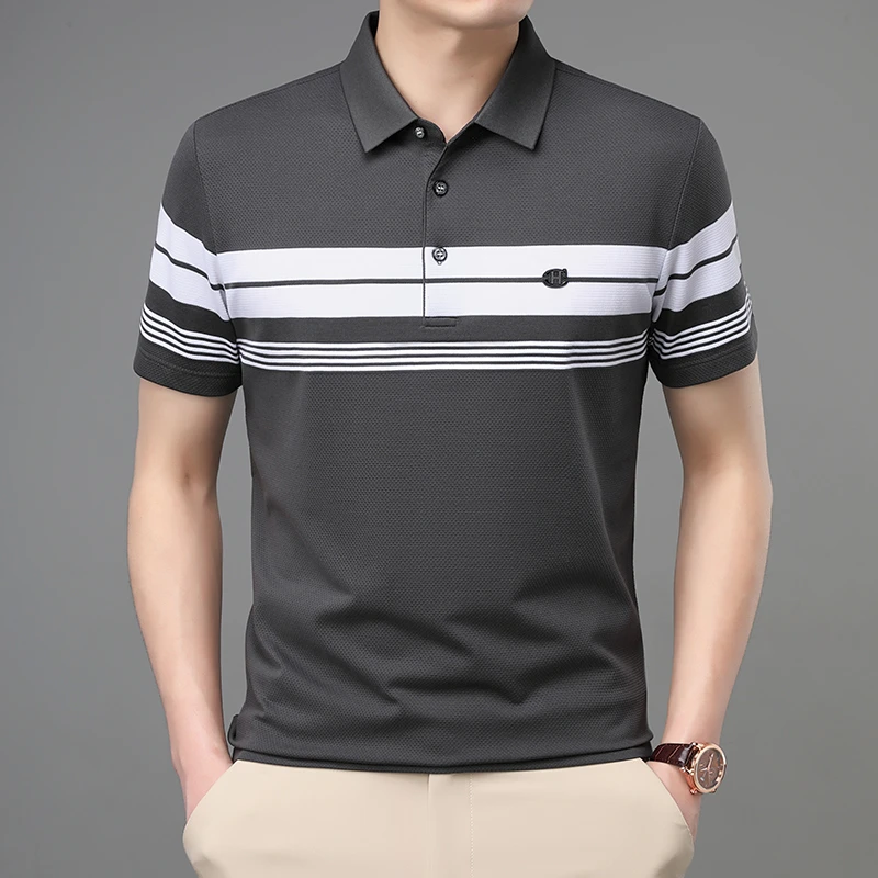 恒源祥经典翻领POLO衫男装 | 商务休闲撞色条纹设计