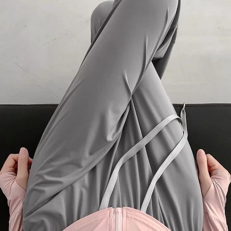 茉寻逊夏季冰丝防晒裤女垂感阔腿裤小个子慵懒松弛感裤子薄遛弯裤