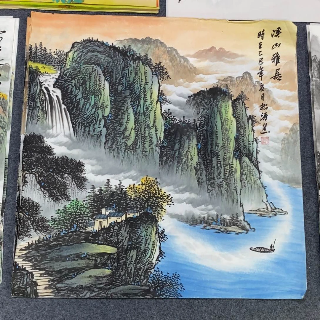 国画尺寸68✖️68斗方山水纯手绘画