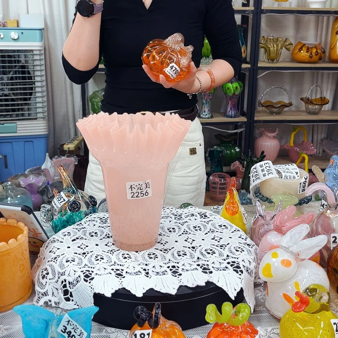 2256 家悦美居琉璃花瓶摆件不完美