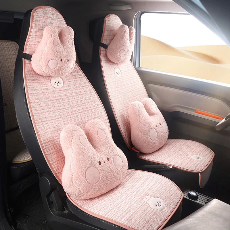 新款汽车连体坐垫靠垫背一体可爱坐垫汽车新款四季专用通用半包棉