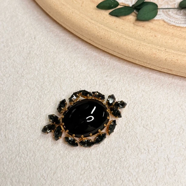 铜合金合成锆石胸针 【六六中古】孤品复古胸针th5594