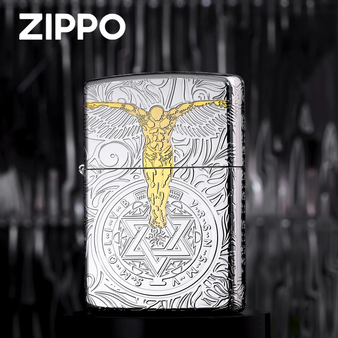 ZIPPO正品打火机/镀银鎏金天使守护常规雕刻DYJ1