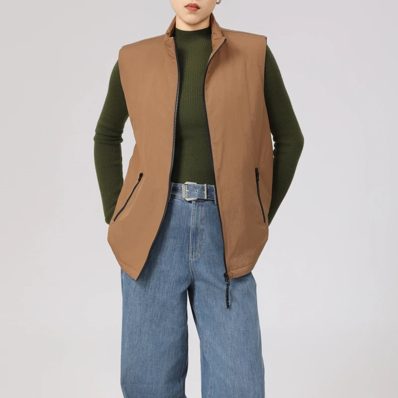 GIRDEAR/哥弟冬季新款简约立领马夹舒适立领无袖马甲外套140020