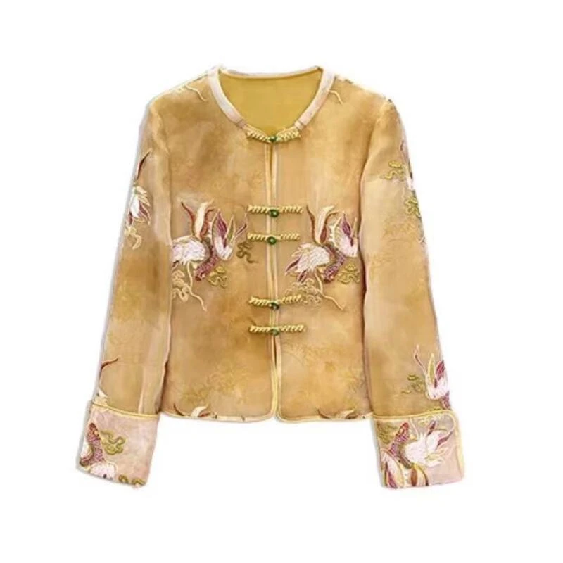 【鱼跃龙门】新中式双层高定气质日常刺绣上衣外套20248766-欣欣