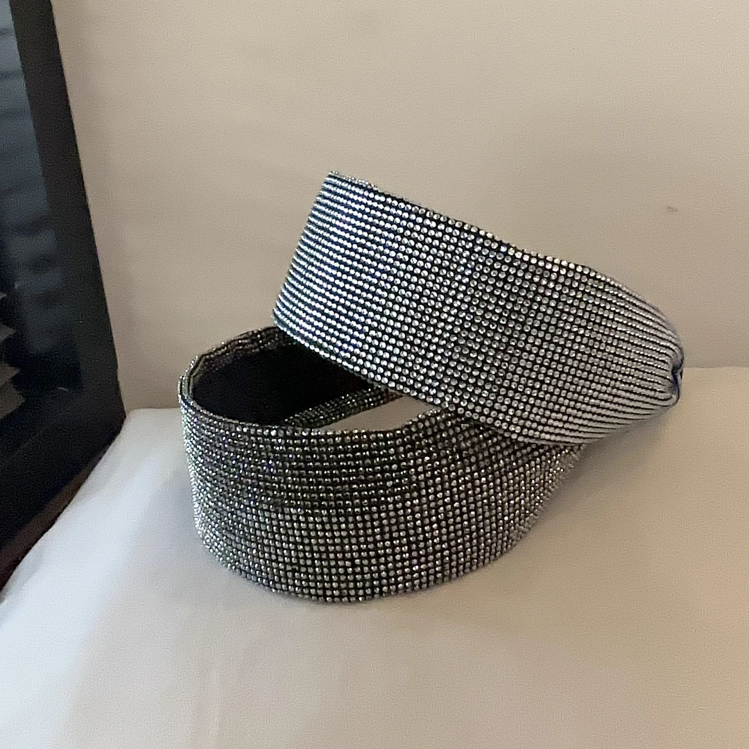 韩版闪钻甜酷发箍高级时尚感包头显脸小头箍bling个性压发卡发饰