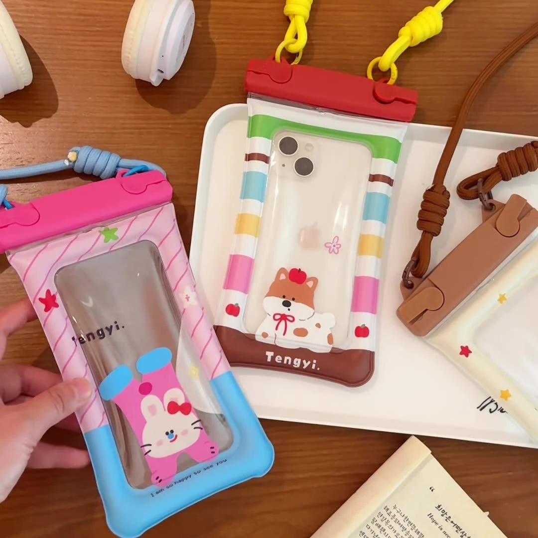 可触屏卡通防水袋通用百搭可爱潜水套透明游泳漂流密封袋