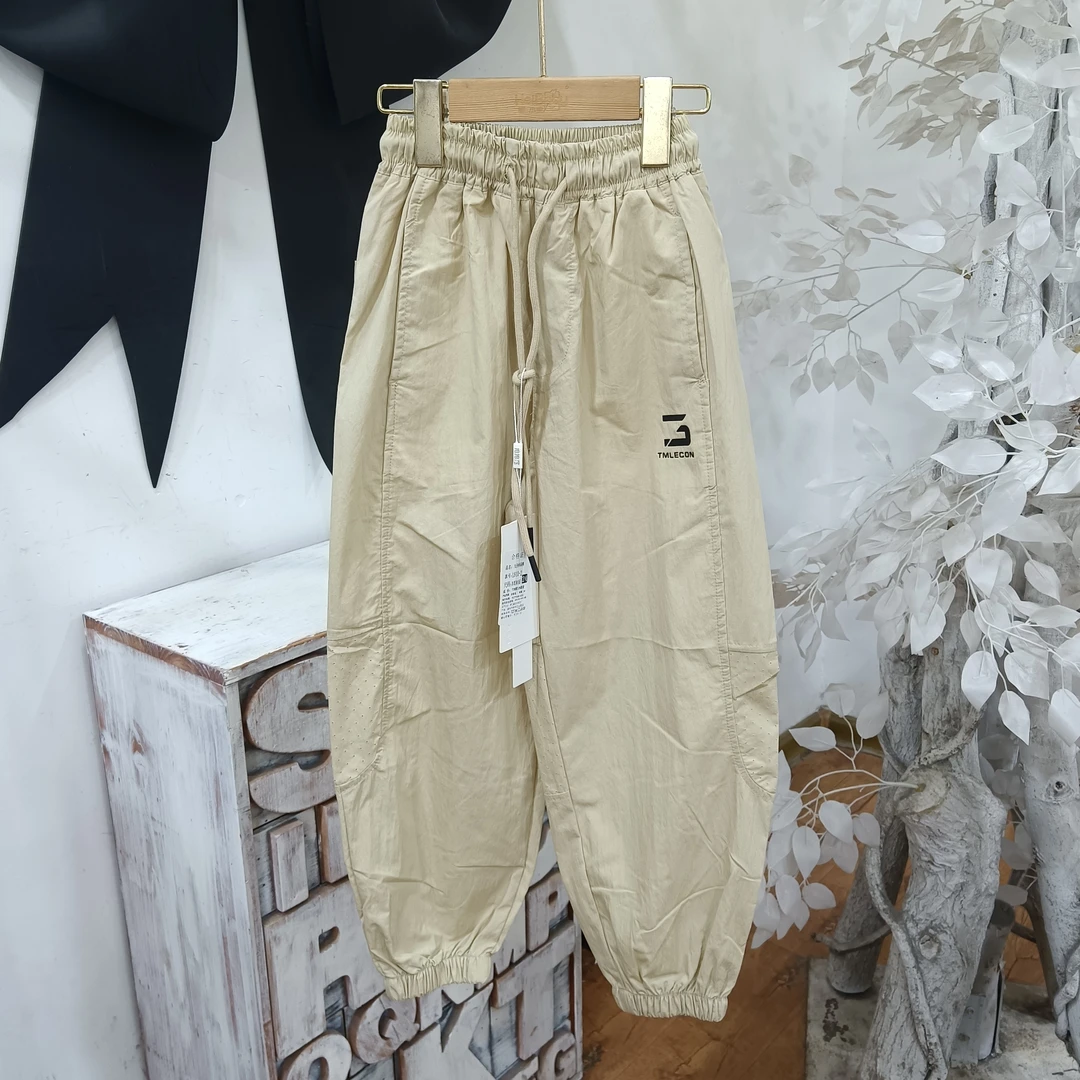 H388杏色薄休闲裤