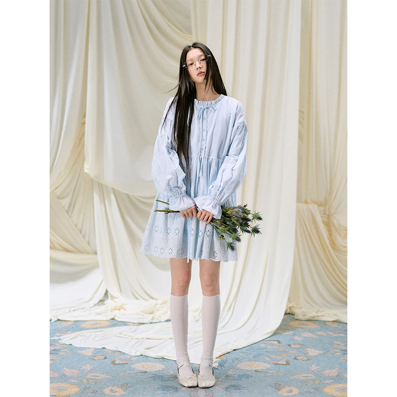 【定时开售】LLDC 13号14点  纯棉可爱减龄拼接提花连衣裙女