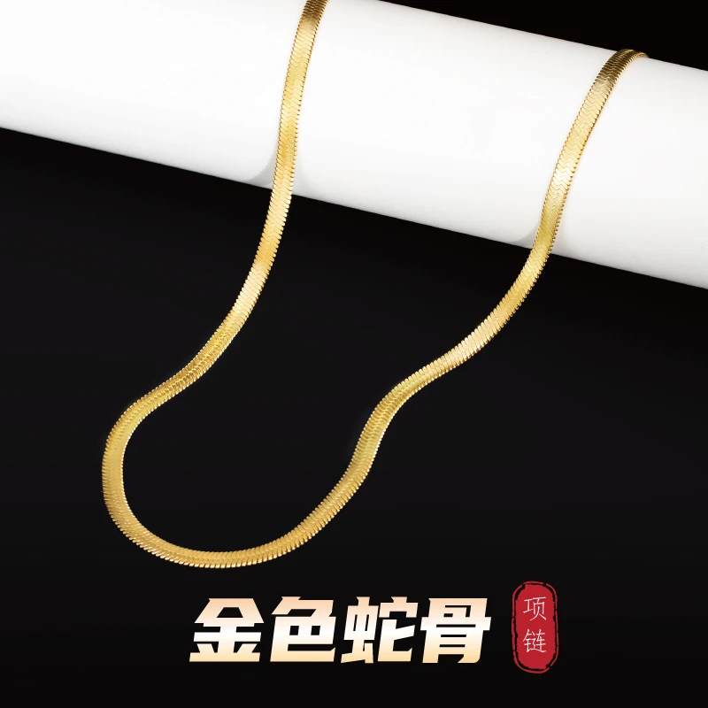 钛钢项链 简约蛇骨项链男女款锁骨链轻奢素链痞帅高级感欧美配饰