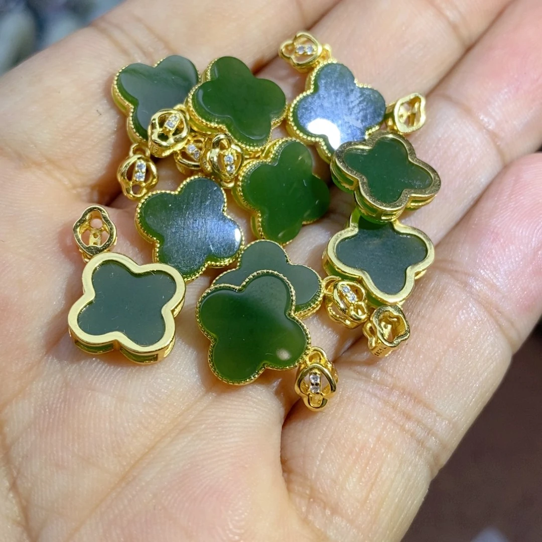 和田玉银S925镶嵌颈饰卡13.3