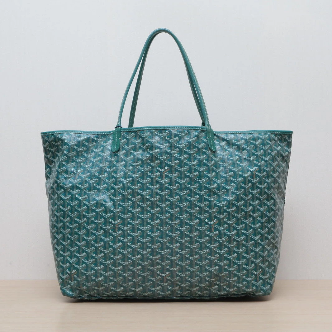 95新 Goyard 【双双】购物袋 子母包 40 大号 绿色 PVC 银扣
