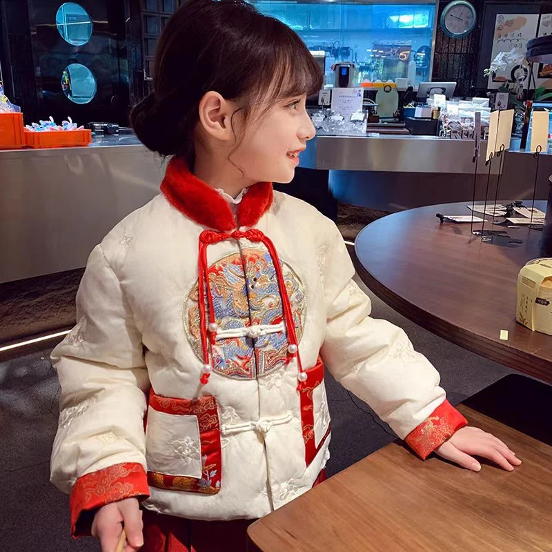 6281新中式女孩汉服冬装新款洋气儿童新年装拜年服外套