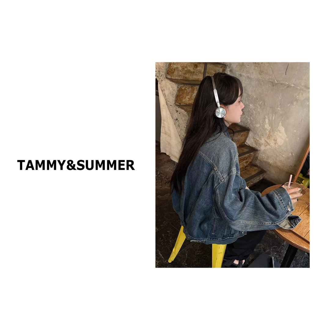 【Tammy&Summer】韩版短款宽松时尚单排扣百搭翻领牛仔外套37970