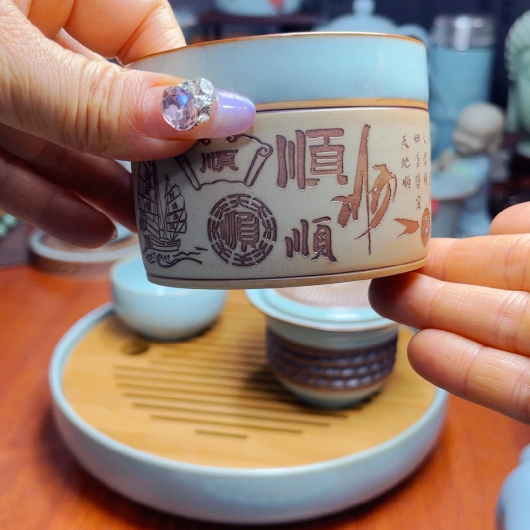 【闪购商品】汝州单壶单杯，天青，盖碗，微瑕