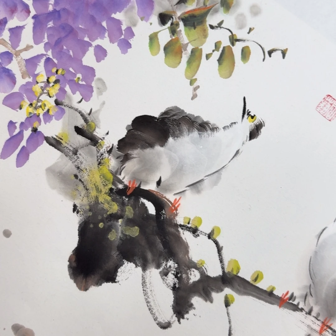 国画纯手绘山水花鸟作品