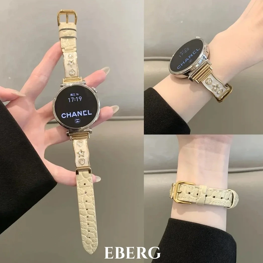 适用华为gt5手表表带5pro手镯拼鳄鱼纹真皮gt4女款watch5高级表链