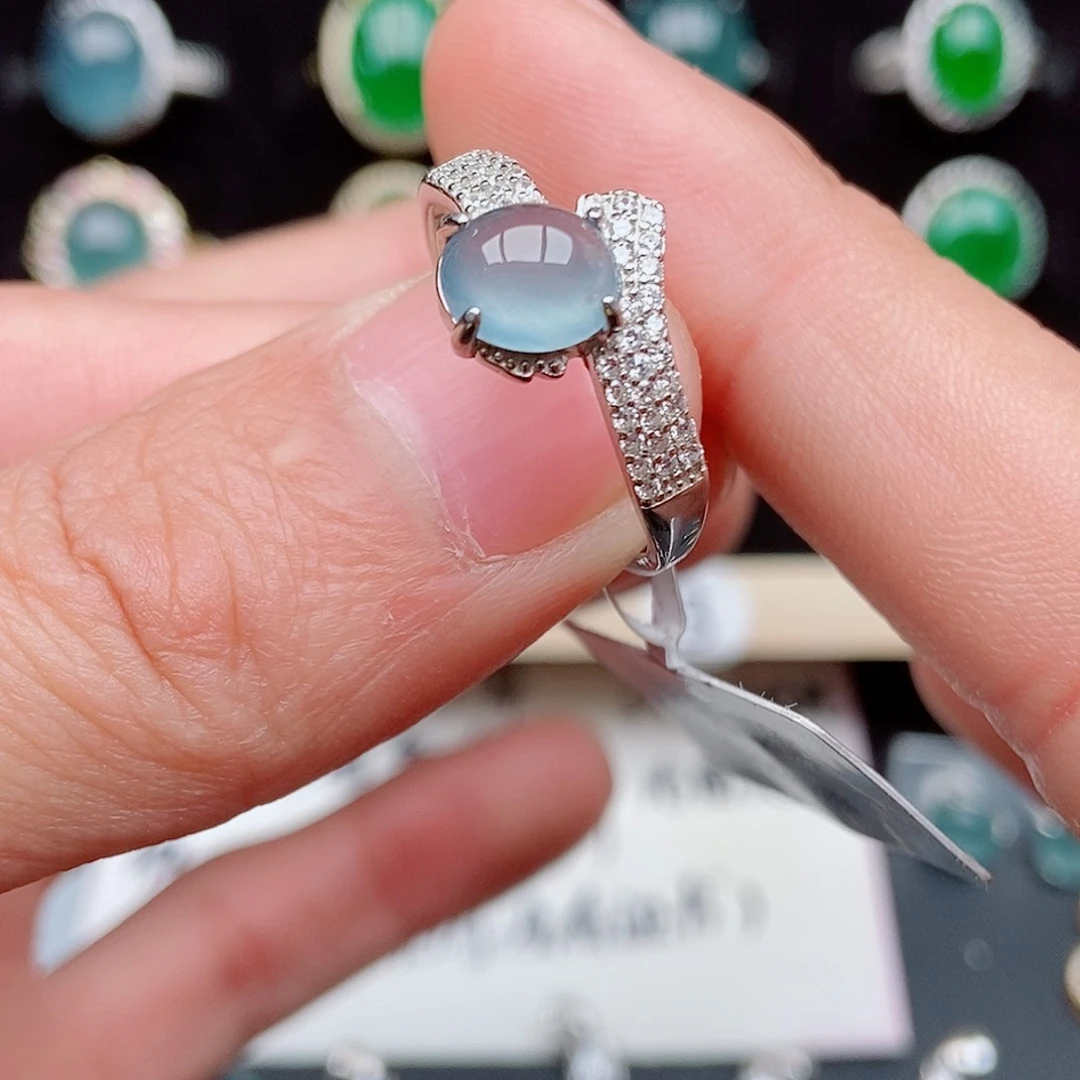 翡翠戒指银S925镶嵌085624127