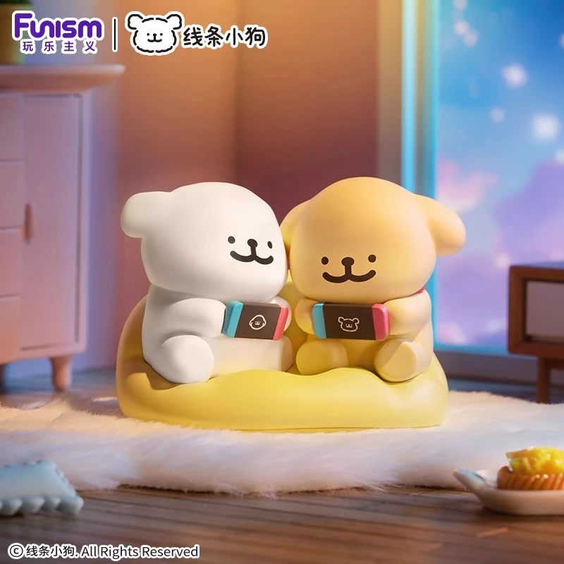 七七【拆盒】线条小狗欢乐连连手办摆件 系列潮玩盲盒代拆