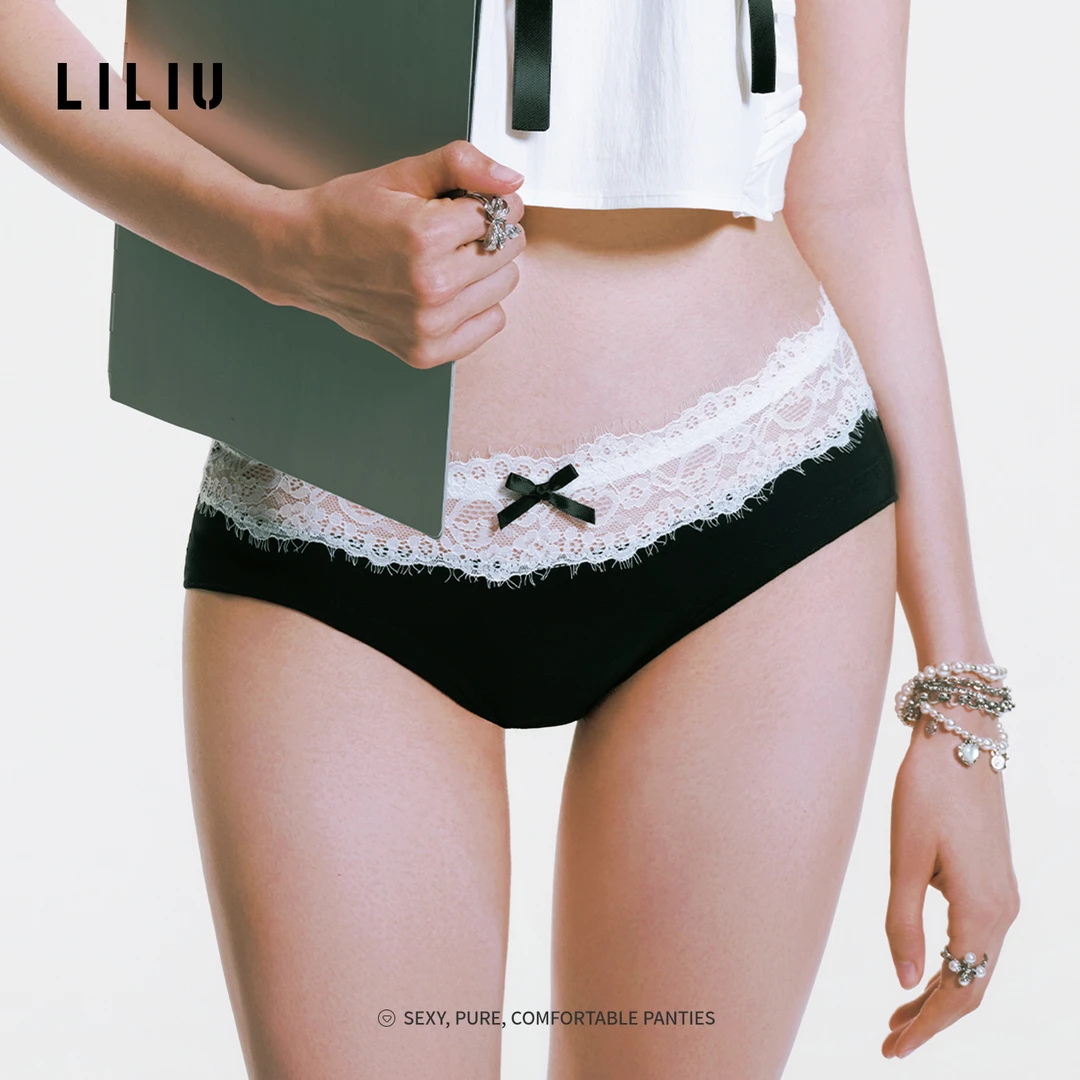 LILIU|MIU系纯欲·蕾丝边性感内裤女2025新款蝴蝶结包臀三角裤头