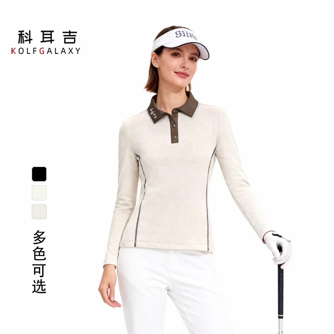 科耳吉 高尔夫女装新款长袖POLO[暖意]加绒打底百搭修身显瘦上衣