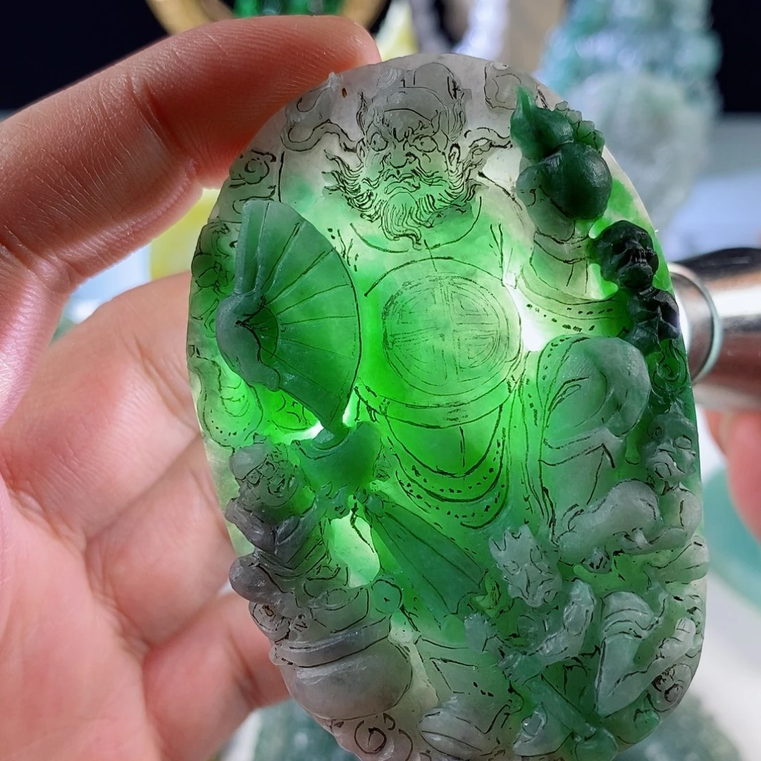 定制翡翠未镶嵌缅甸天然翡翠乌鸡色钟馗