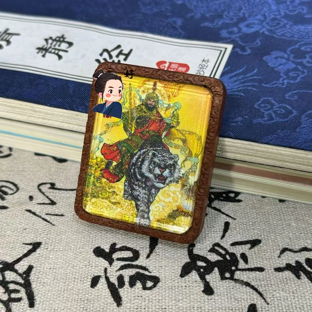 赵公明唐卡吊坠雷击枣木项坠五路财神木牌招财挂件挂脖