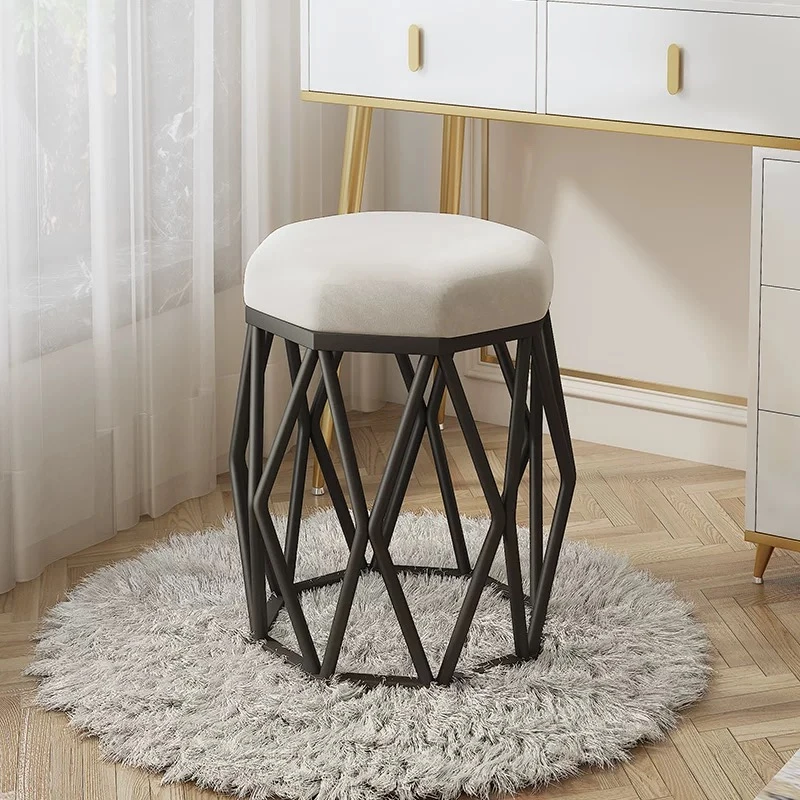 化妆凳梳妆台凳子椅子简约现代轻奢鸟巢女生卧室网红美甲家用圆凳