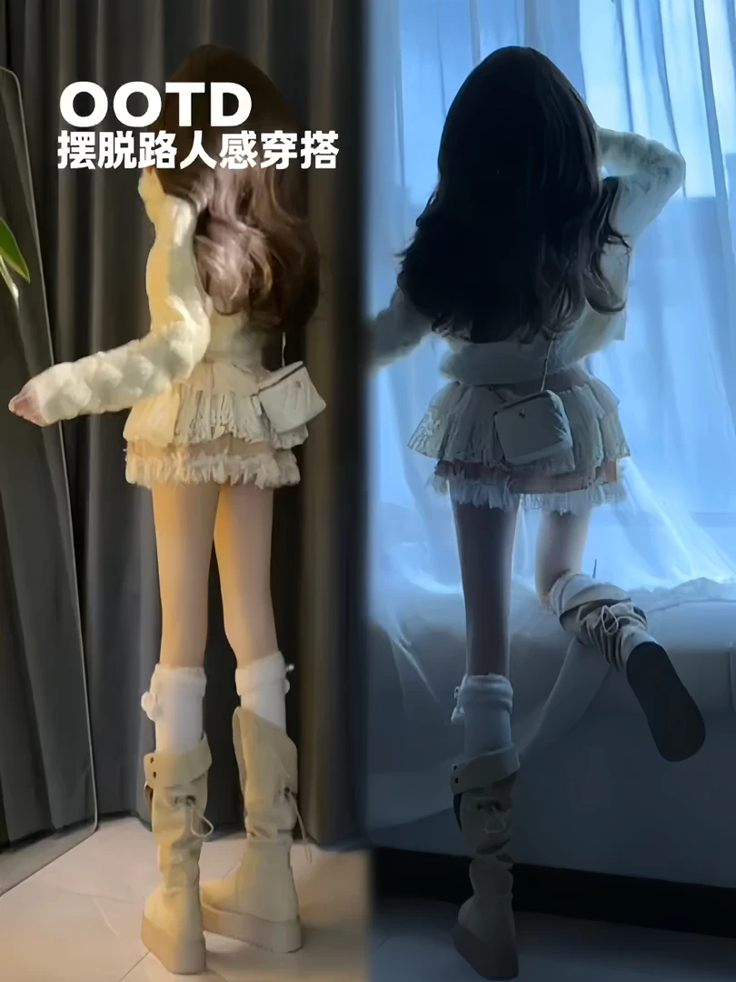 小香风温柔雪绒短款针织毛衣女秋季新款高腰网纱蛋糕半身裙两件套