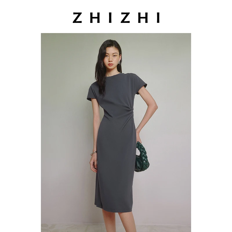 贺新凉 连衣裙女25新款高弹别致褶皱设计感ZZ2ESWL3022