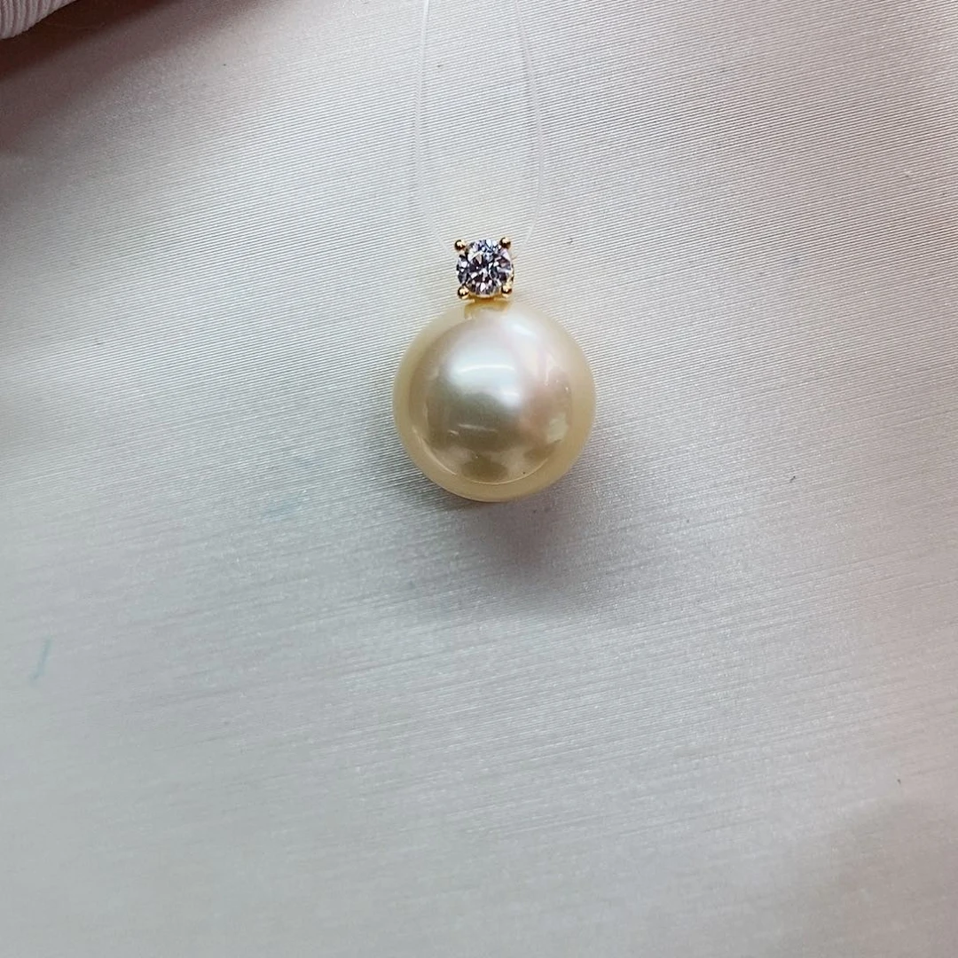 吊坠(不含链)银S925镶嵌海水珍珠11-12