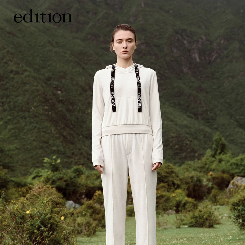 【赵老板专属】edition高能感连帽短款运动丝绒卫衣#EBC3TOP012
