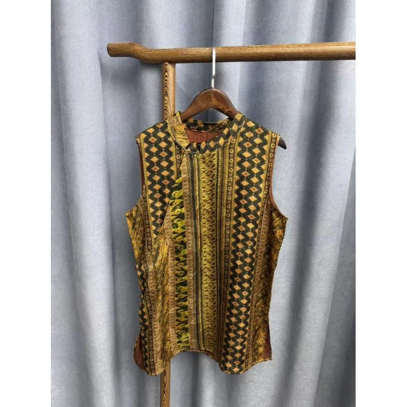 2025夏季新款时尚简约新中式桑蚕丝香云纱奥黛提花上衣女A425