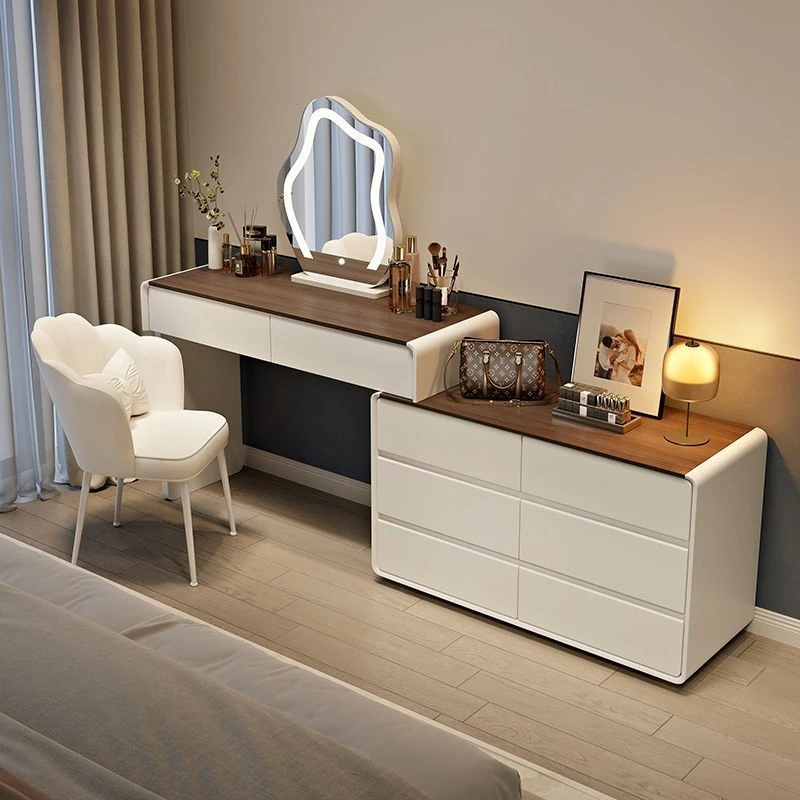 【运费险】爆款卧室伸缩梳妆台胡桃色化妆台斗柜一体现代简约带踢