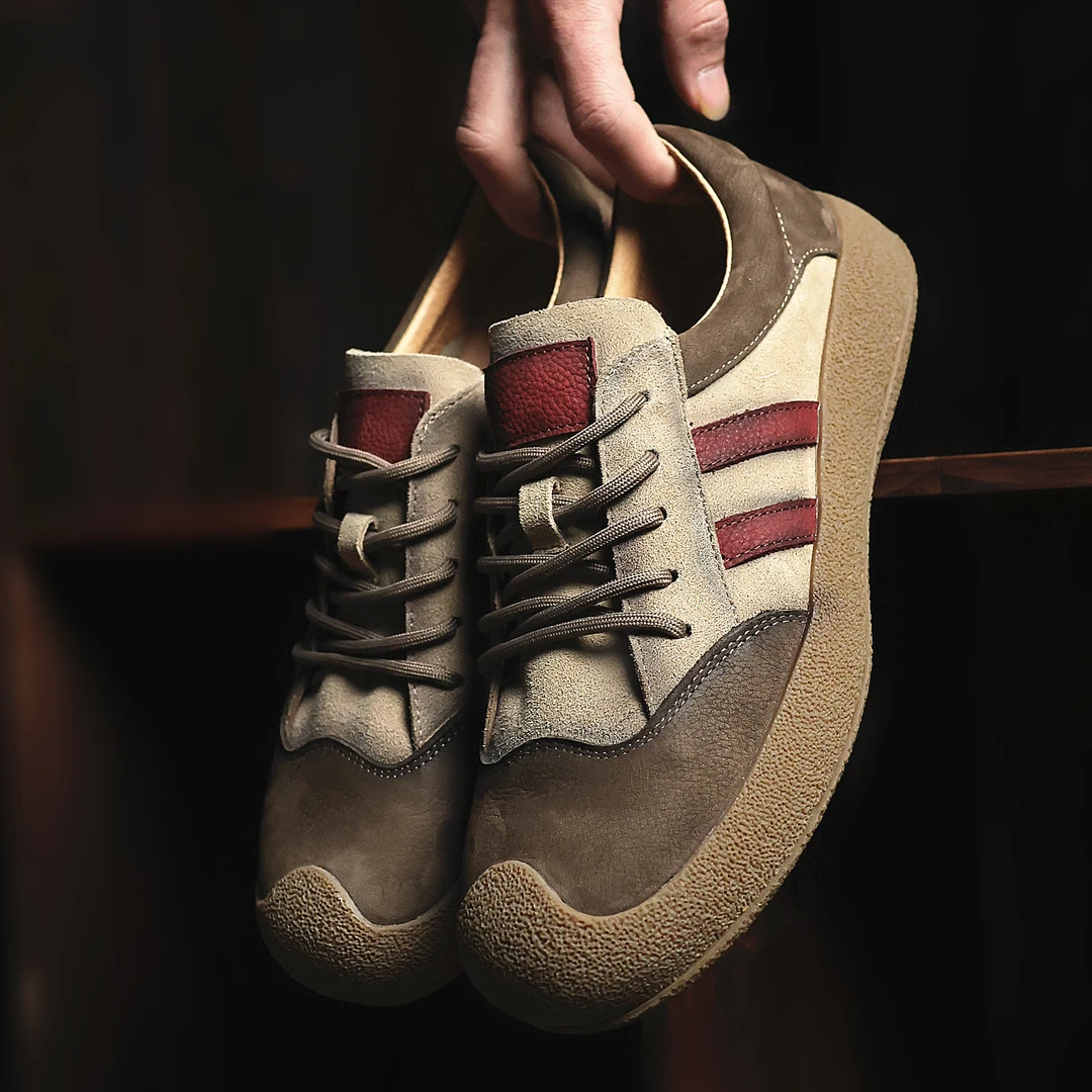 新款春季头层牛皮新款百搭防滑耐磨复古时尚防滑低帮时尚休闲男鞋