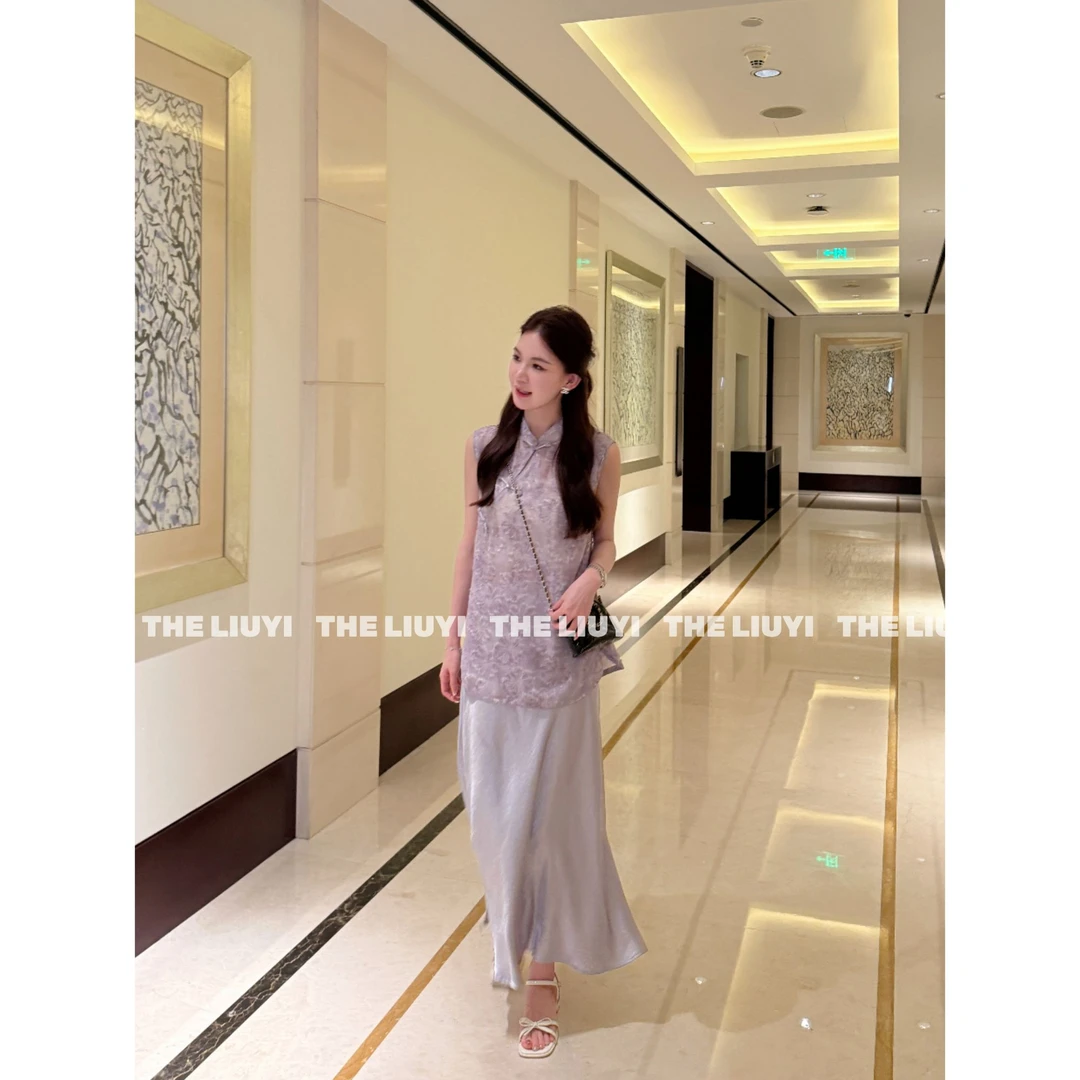 【LIUYI】翩若惊鸿～夏季新中式马甲上衣+琉光半身长裙两件套55211