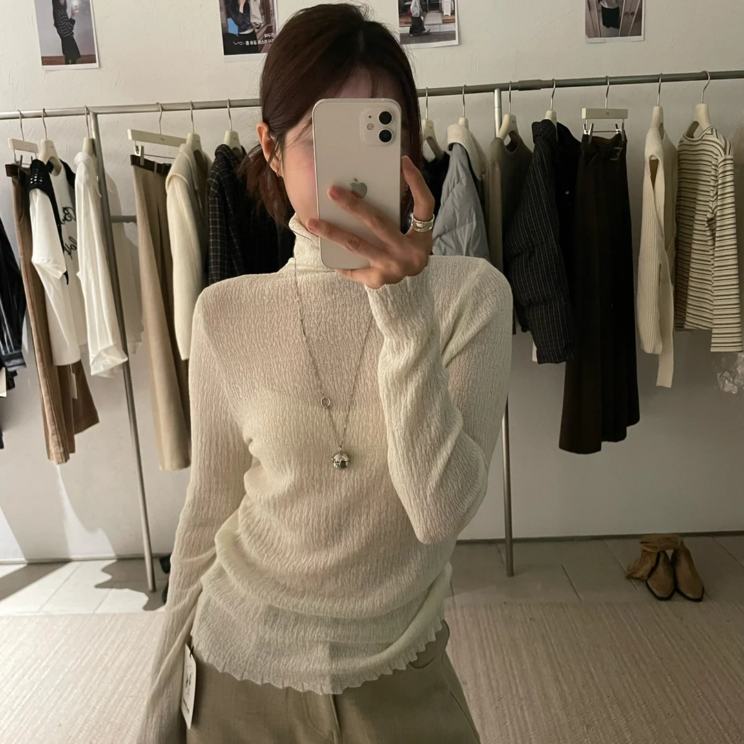 TTIN｜法式复古风肌理感羊毛混纺花边打底衫（含5.4绵羊毛）G1993