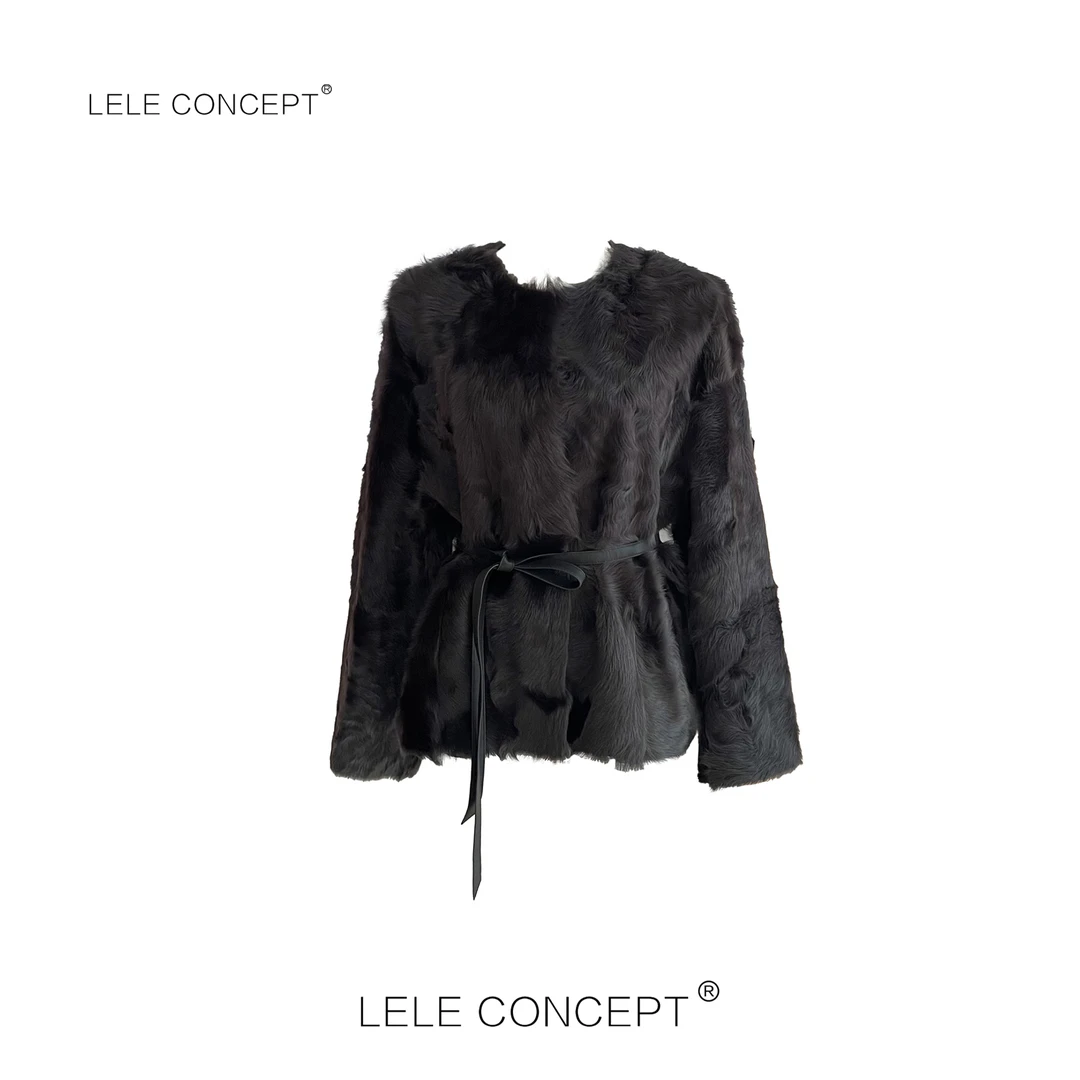 LELE CONCEPT | 「丽」静奢高级感腰带款无领皮毛一体P0096