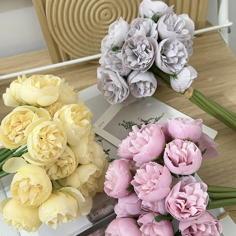 轻奢摆件立体玫瑰客厅卧室创意高端陶瓷仿真花装饰品工艺品玫瑰花