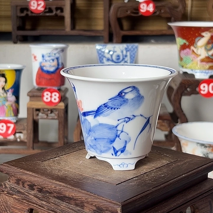 墨奈手绘陶瓷花盆