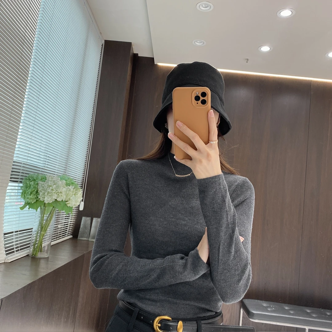 IMFLY金小金自制女装 针织衫DYW9853秋季半高领气质长袖内搭上衣