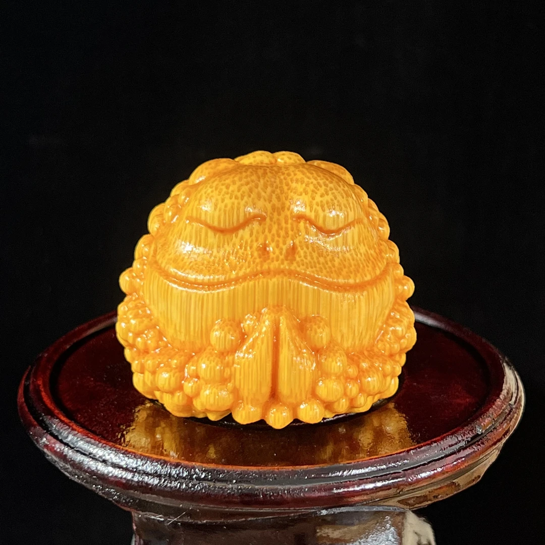 实心竹【佛珠悟道金蟾】龙血金丝竹雕刻手把件文玩实心竹手把件