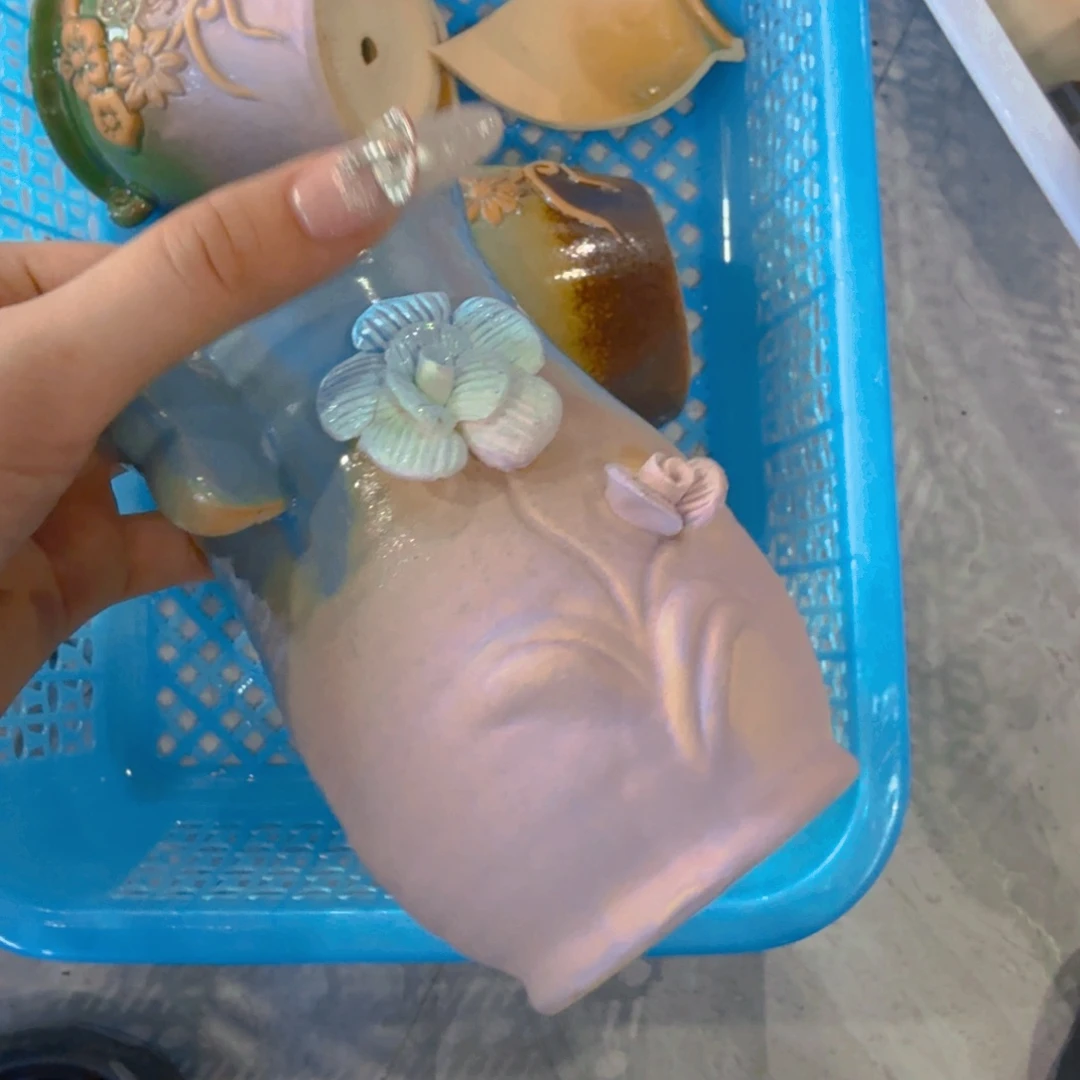 紫砂花盆粗陶精雕