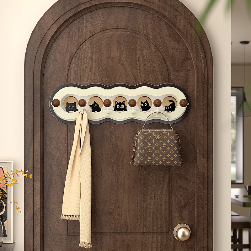 中古风门后挂钩挂衣架创意插画装饰墙上置物架衣服包包挂衣钩壁挂