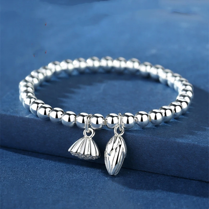 合金手链 [精工]银色两世欢莲蓬手链时尚简约礼物镀银饰品送女友