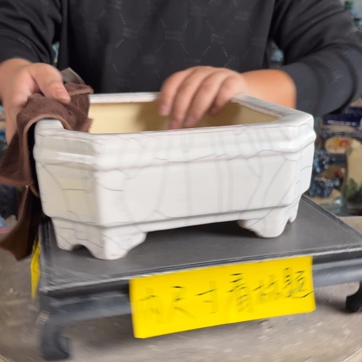 。一风堂石湾花盆 修补痕迹 开片深 内21*7